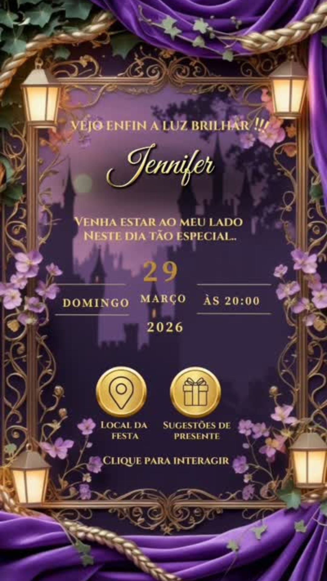 Imagem final do convite - Jennifer