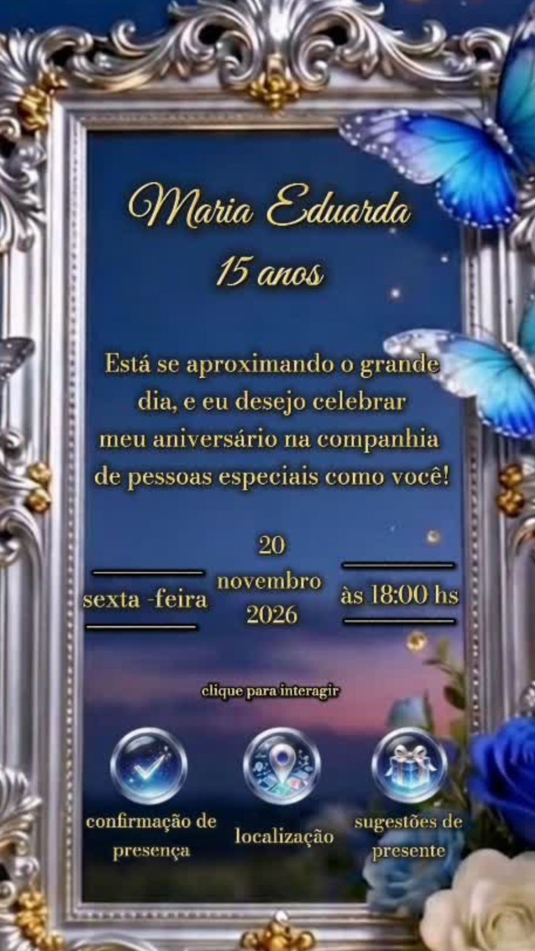 Informações e Botões - Maria Eduarda
