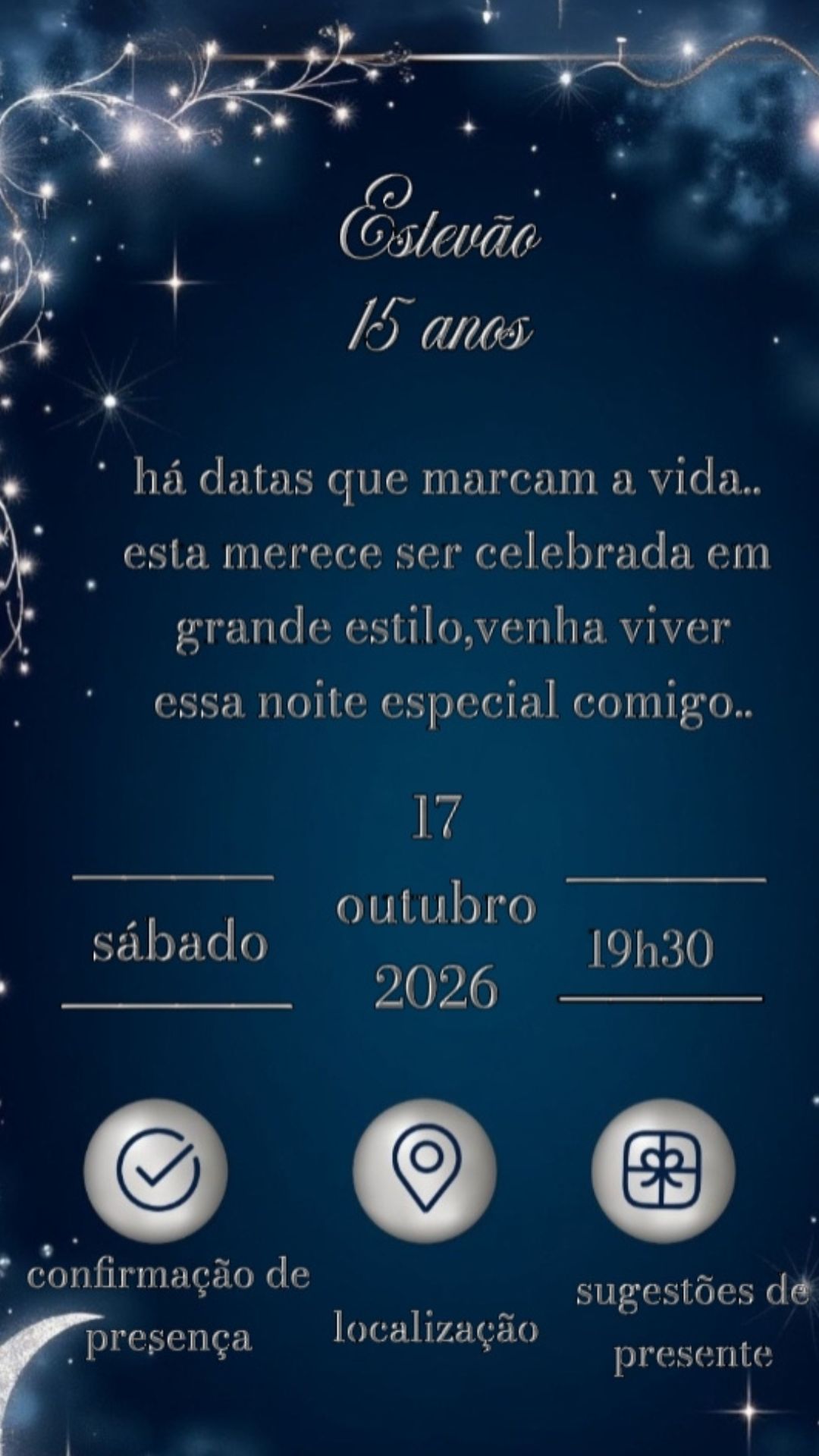 Informações e Botões - Estevão