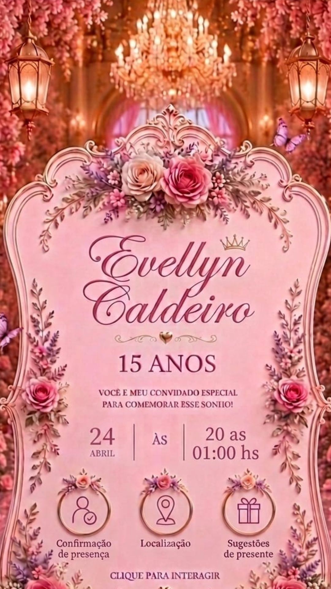 Informações e Botões - Evellyn Caldeiro