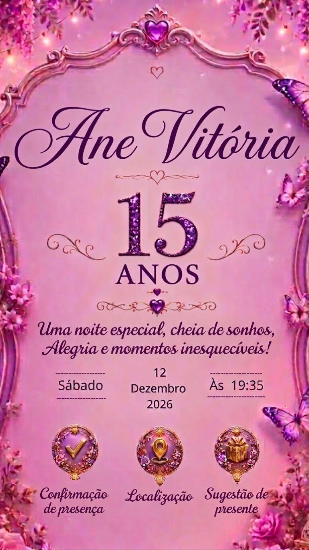 Informações e Botões - Ane Vitória