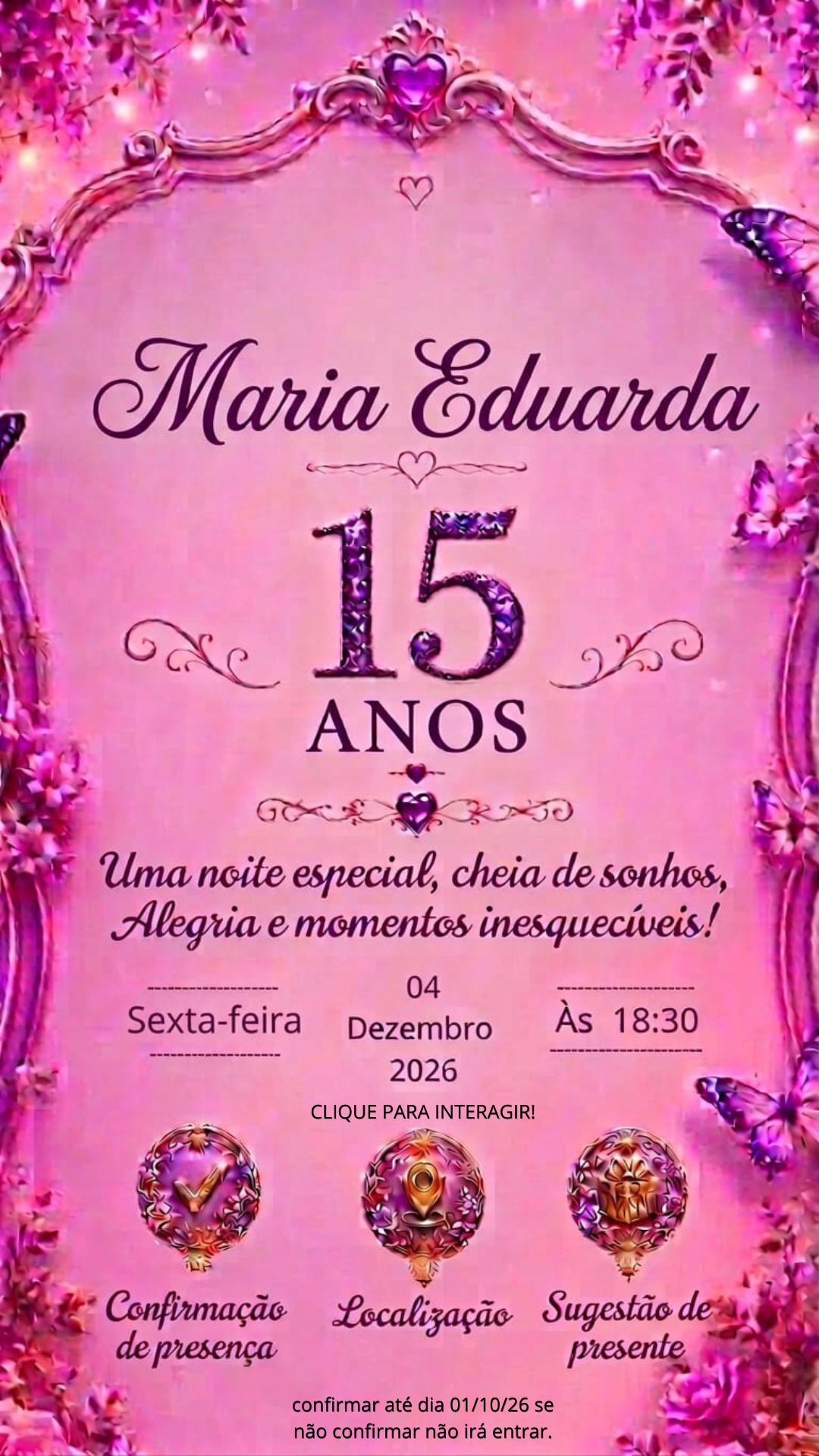 Informações e Botões - Maria Eduarda