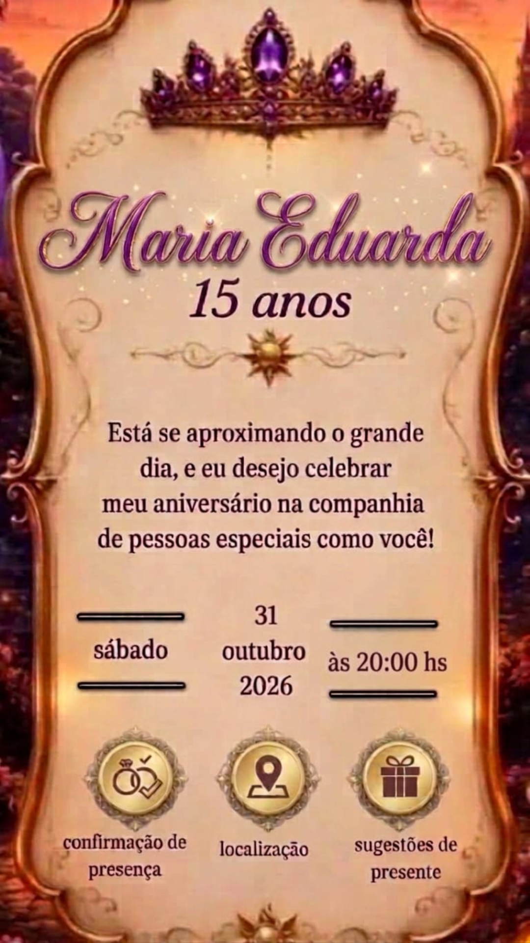 Informações e Botões - Maria Eduarda