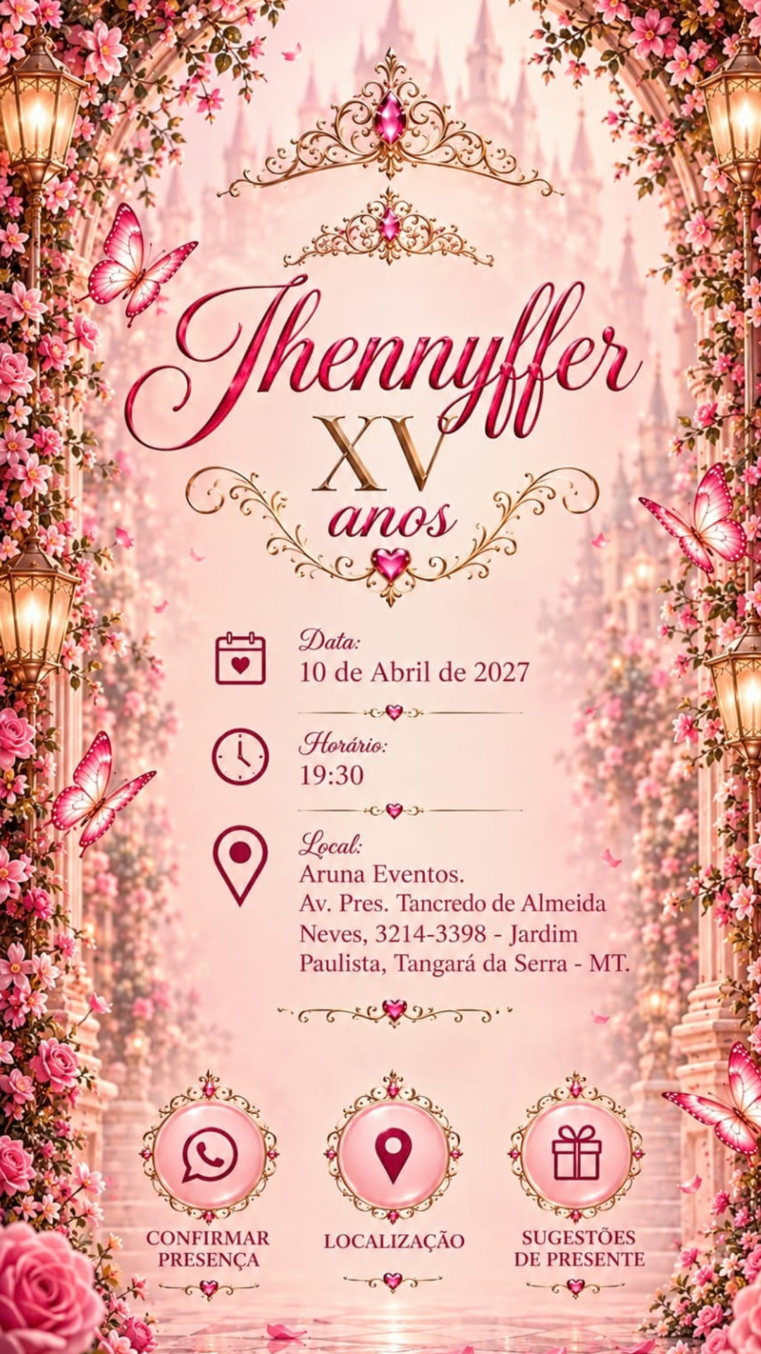Informações e Botões - Jhennyffer