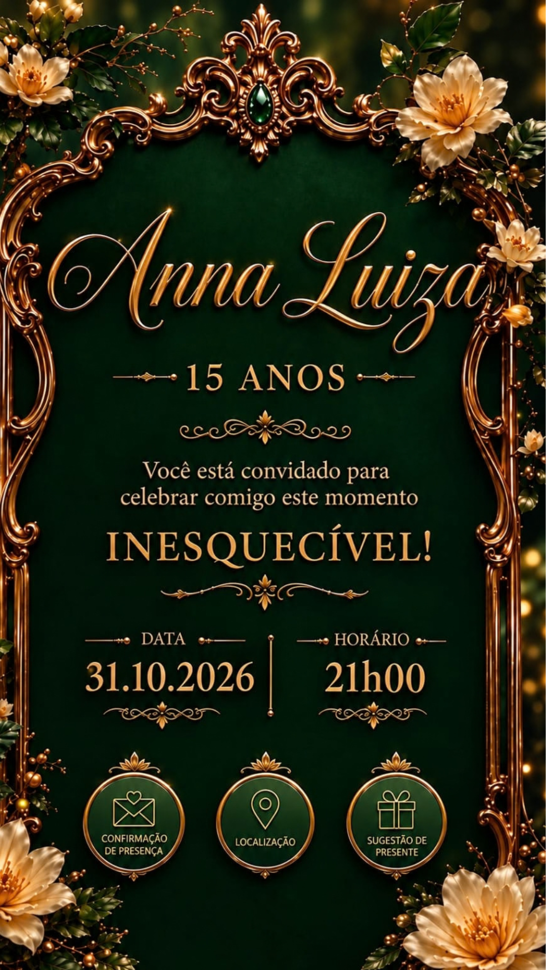 Informações e Botões - Anna Luiza