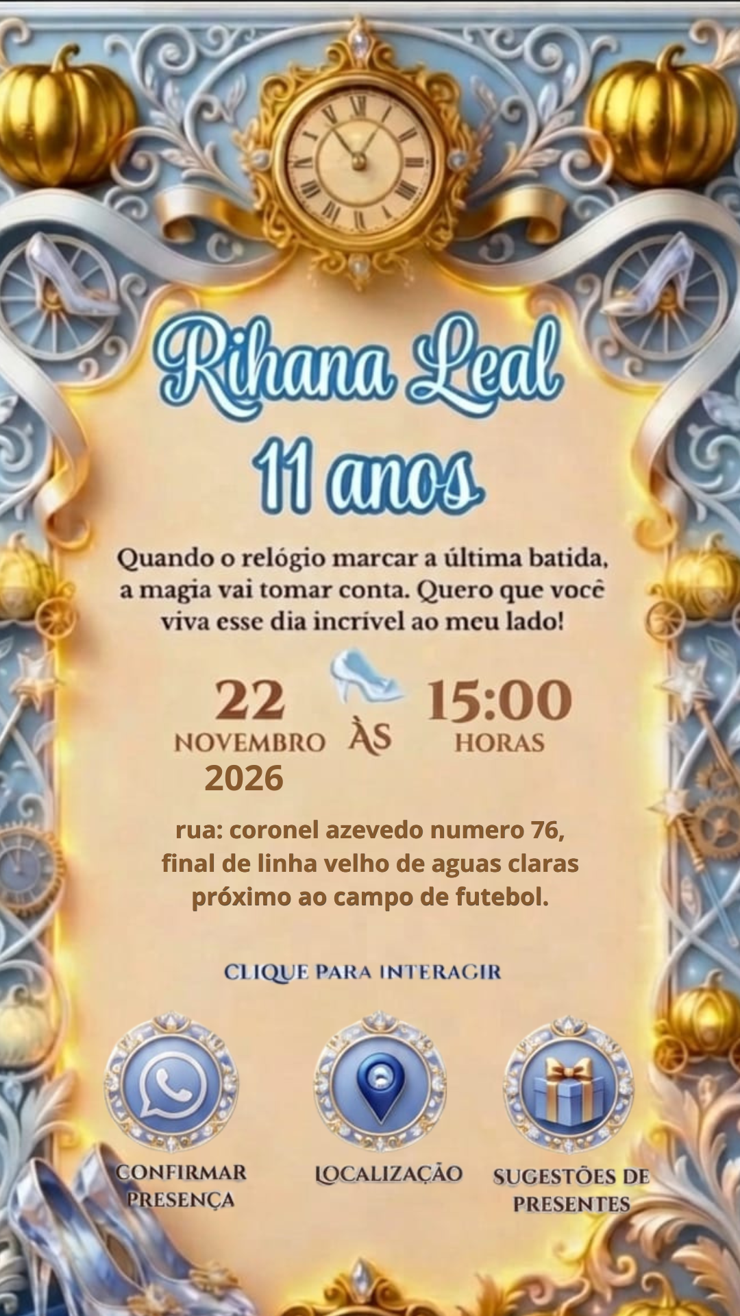Informações e Botões - Rihana