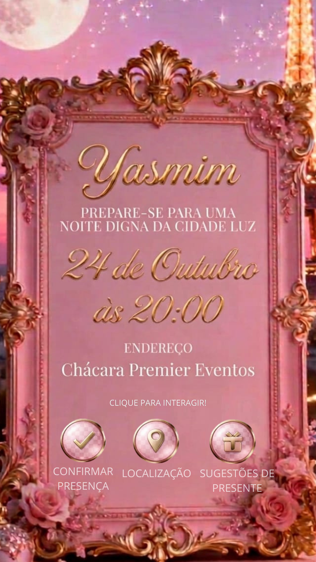 Informações e Botões - Yasmim