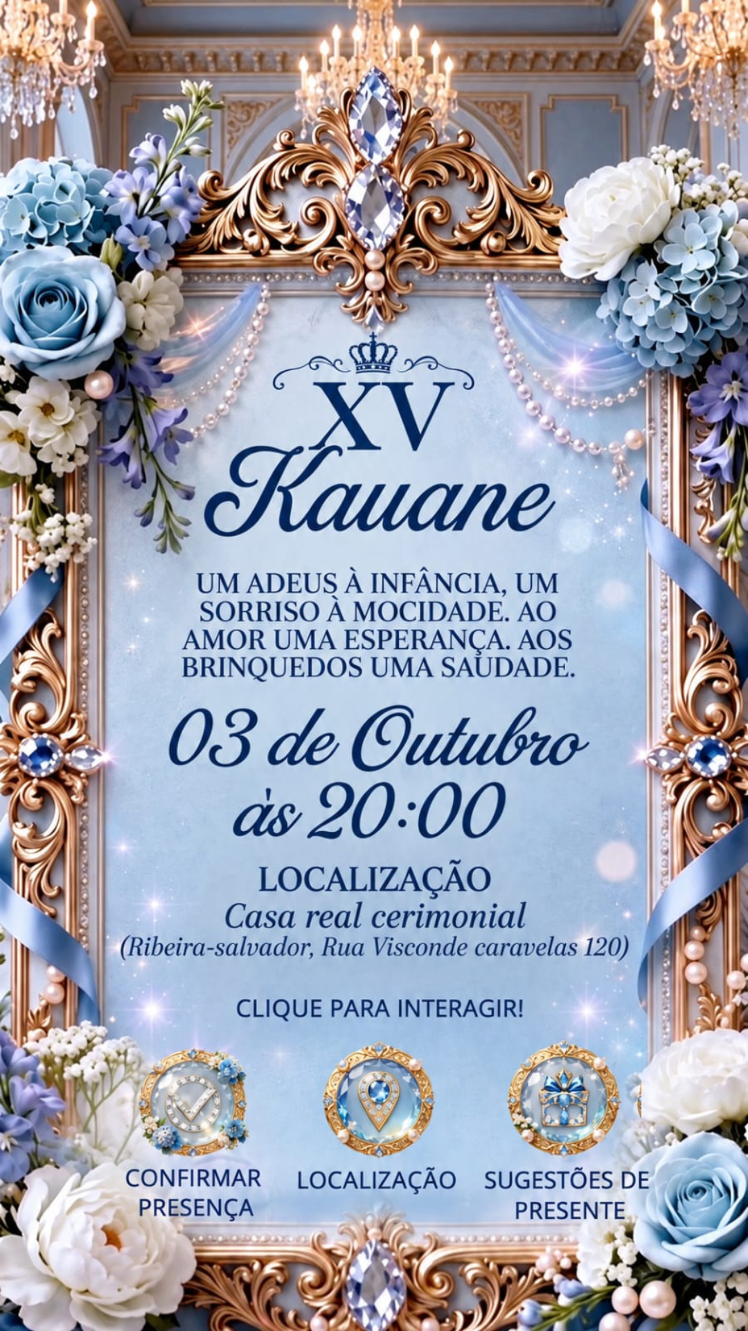 Informações e Botões - Kauane