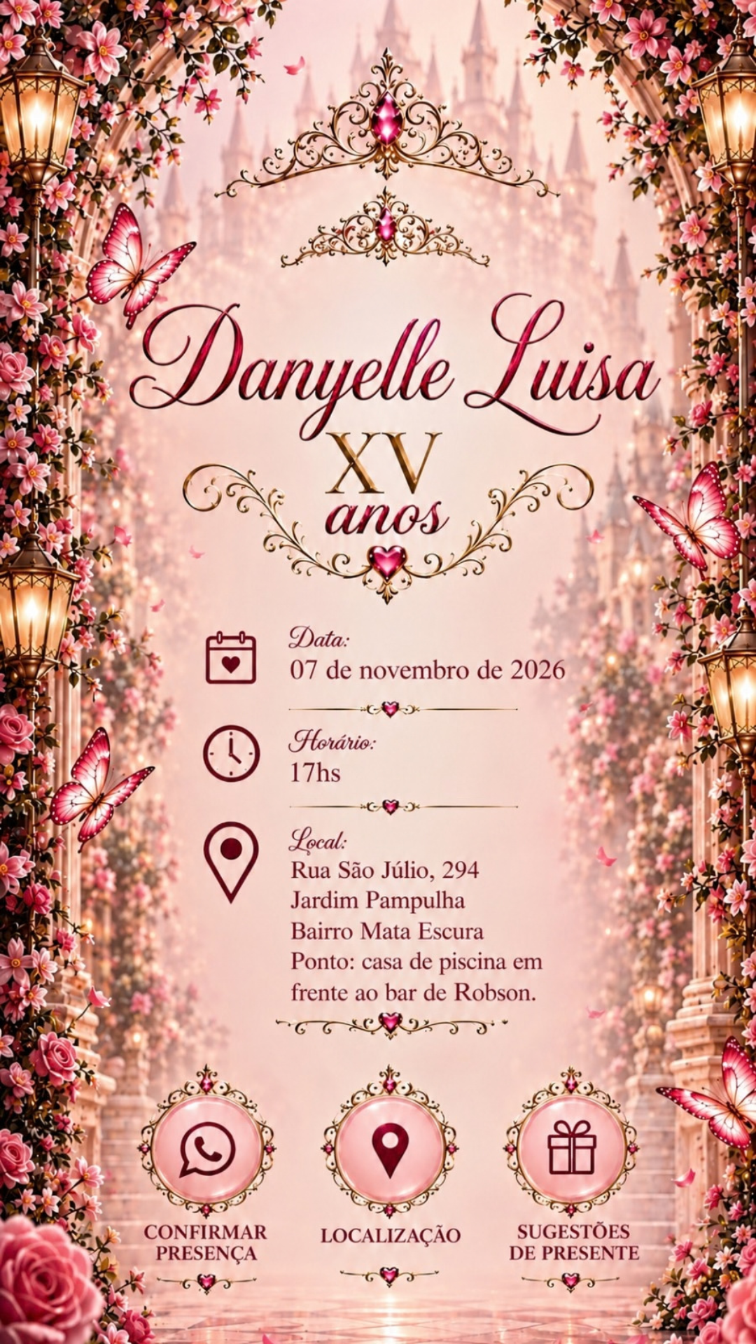 Informações e Botões - Danyelly Luiza
