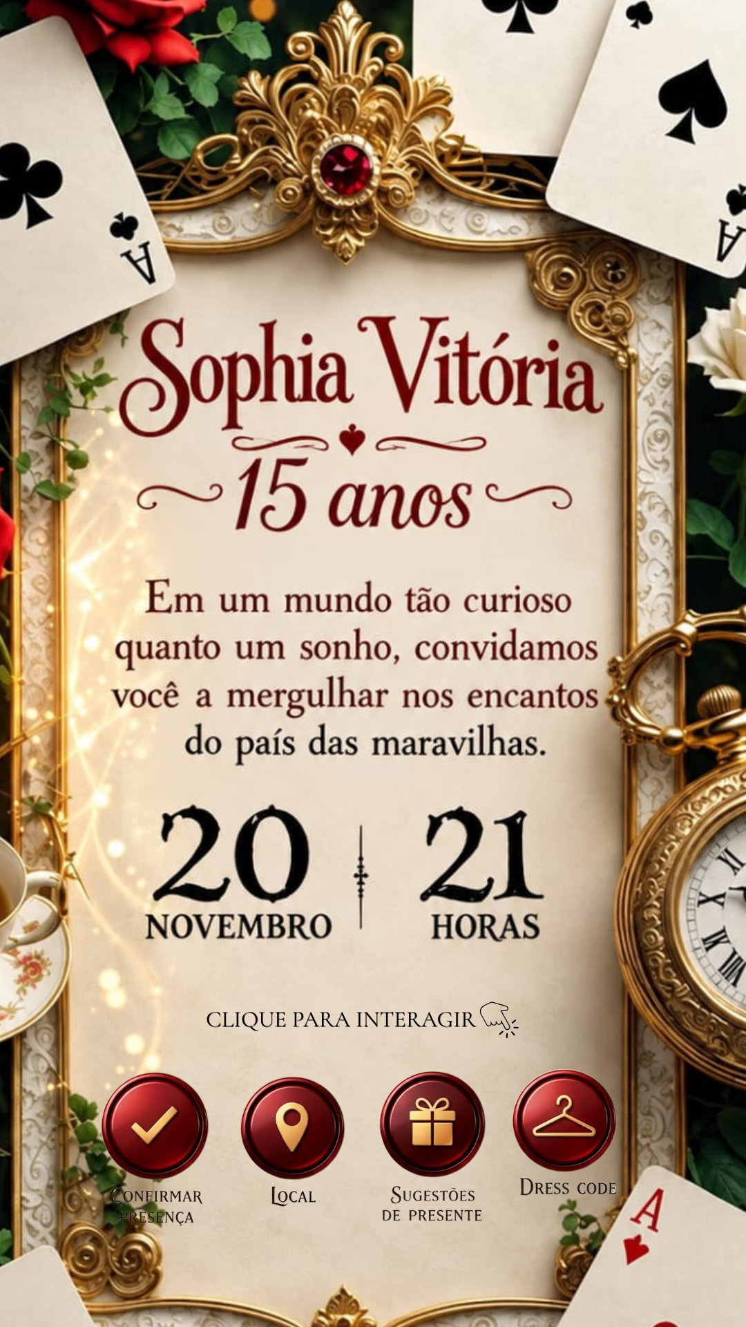 Informações e Botões - Sophia Vitória